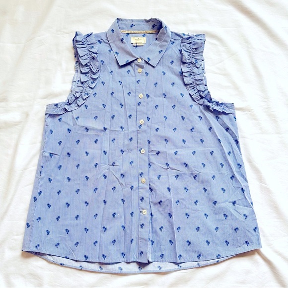 β
Kate Spade Sleeveless Palm tree Button up Top - Light Blue β
- Picture 6 of 17